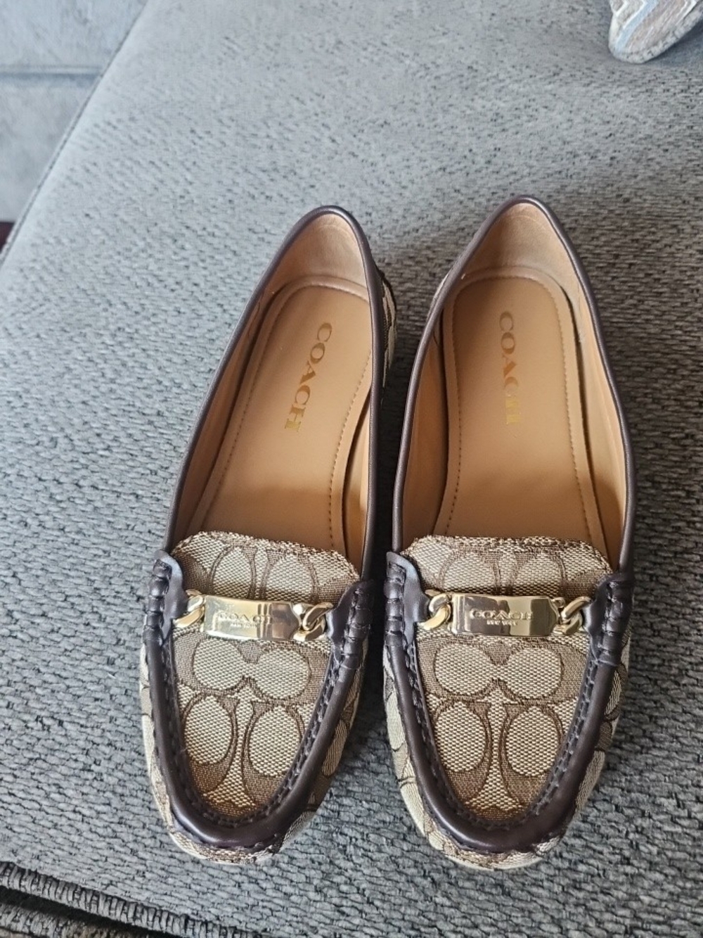 COACH Brown Signature Canvas Loafers for Women